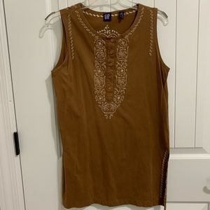 GAP Vintage Tunic Top Brown Embroidered Boho Med
